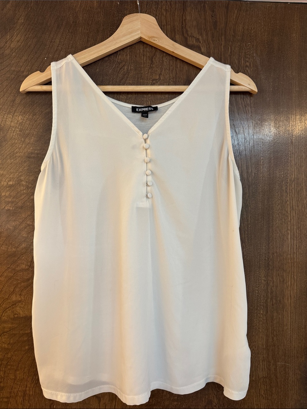 Express Cream Sleeveless V-Neck Button-Front Camisole